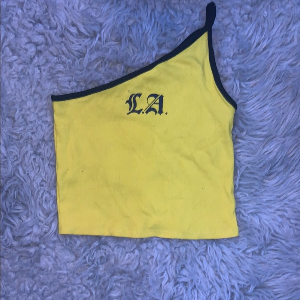 yellow la cropped tank top